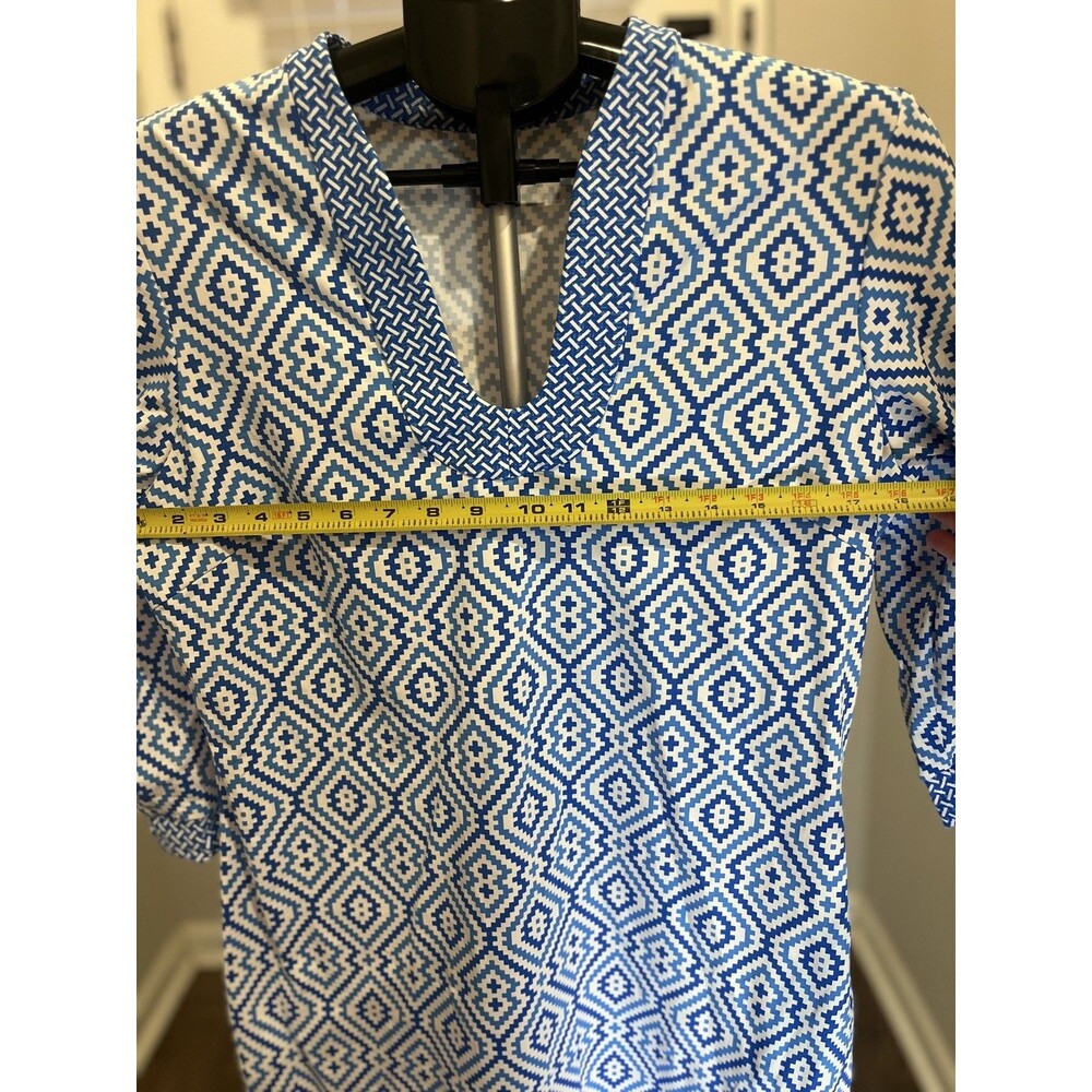 J. Mclaughlin Gisel Catalina Nylon 3/4 Sleeve U-Neck Dress Blue Women Large - Picture 11 of 13